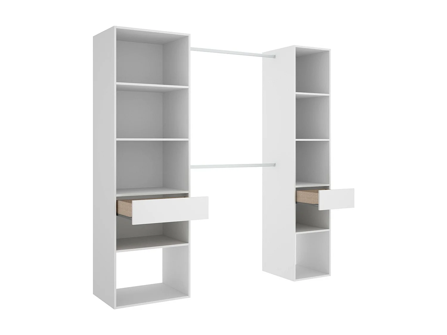 Guardaroba Grande Amalio, un Cassetto, 50x205h cm Bianco, Armadio Camera da Letto