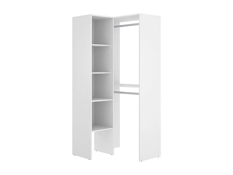 Armario Dalmic, Estructura para vestidor de esquina, Perchero de esquina abierto, 79x88h186 cm, Blanco
