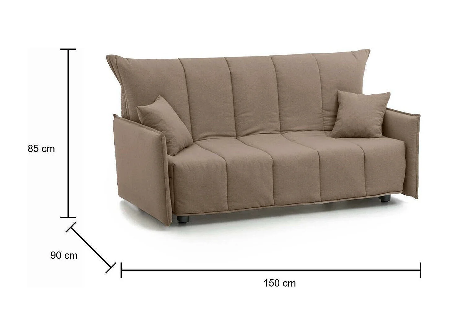 Schlafsofa Dabali, 2-Sitzer-Sofa, 100% Made in Italy, Wohnzimmersofa mit Trolley-Ã–ffnung, aus gepolstertem Stoff, mit Standard-Armlehnen, Cm 150x90h85, Turteltaube