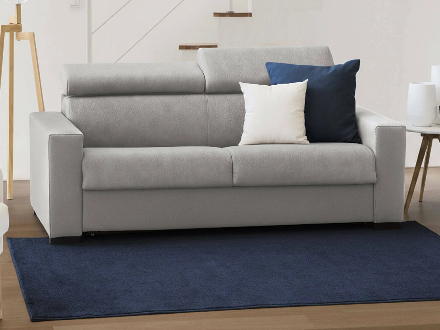 Canapé Daalhou, Canapé 2 places, 100% Made in Italy, Canapé de salon à ouverture pivotante, avec appuis-tête réglables et accoudoirs standard, Cm 180x95h85, Gris