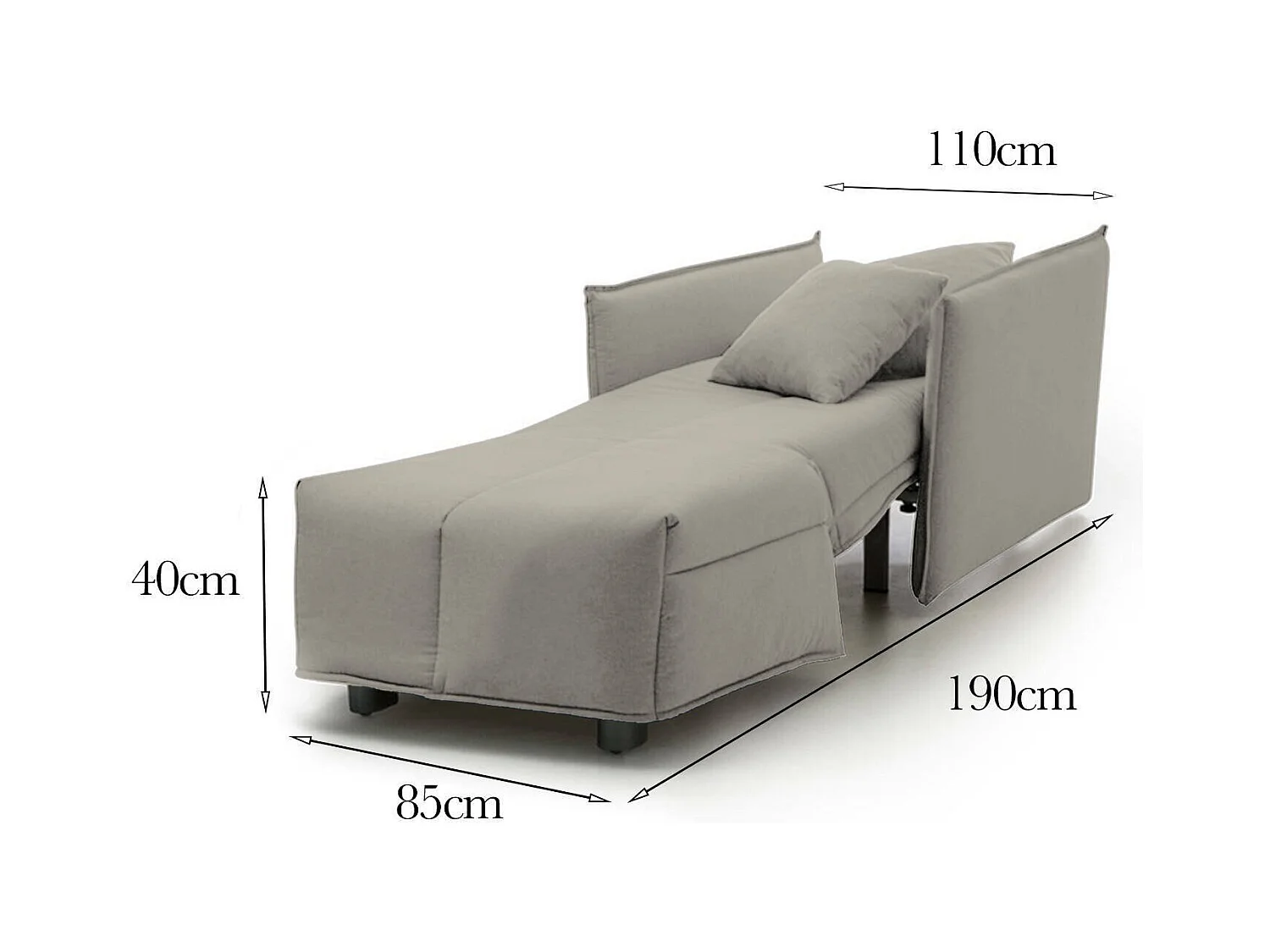 Canapé-lit Dabari, Canapé simple, 100% Made in Italy, Fauteuil de salon avec ouverture trolley, en tissu rembourré, avec accoudoirs standards, 110x90h85 cm, Beige