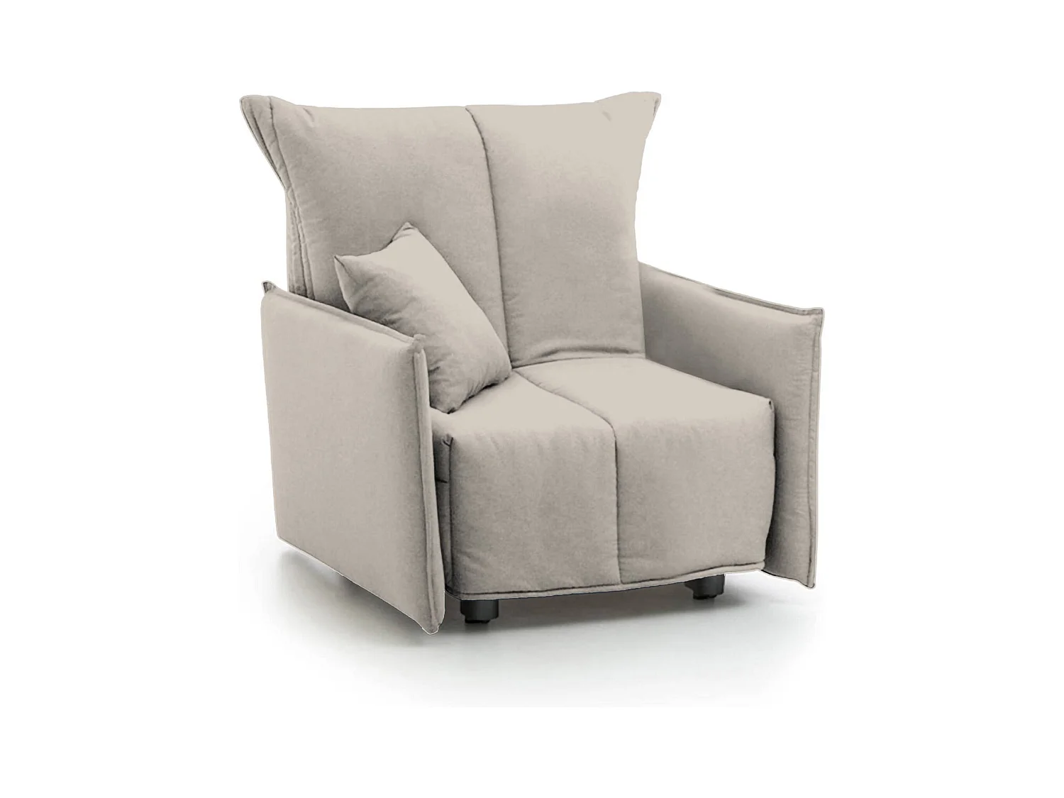 Canapé-lit Dabari, Canapé simple, 100% Made in Italy, Fauteuil de salon avec ouverture trolley, en tissu rembourré, avec accoudoirs standards, 110x90h85 cm, Beige