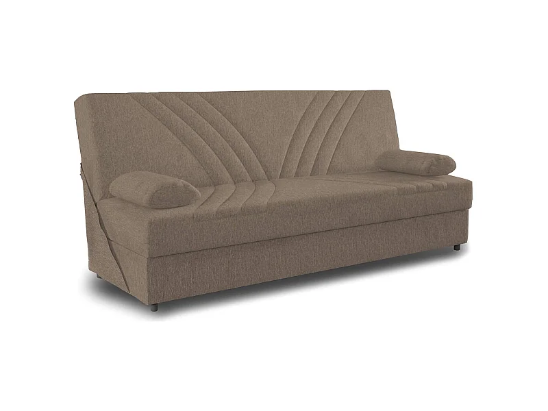 Canapé Dmalama, Canapé conteneur 3 places avec 2 coussins inclus, Canapé de salon en tissu rembourré avec ouverture clic-clac, 181x81h88 cm, Beige