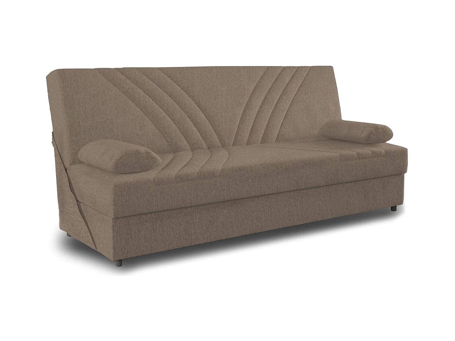 Canapé Dmalama, Canapé conteneur 3 places avec 2 coussins inclus, Canapé de salon en tissu rembourré avec ouverture clic-clac, 181x81h88 cm, Beige