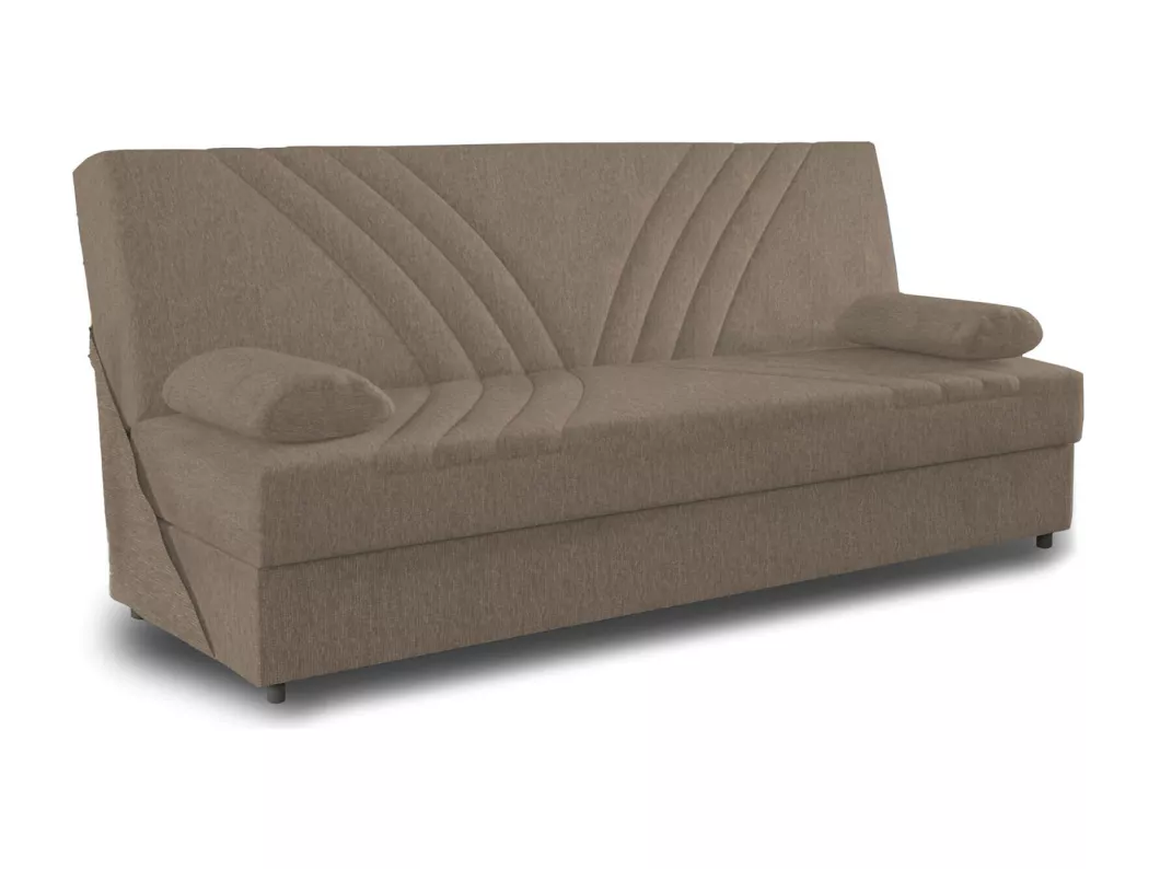 Kauf Unique Schlafsofa Dmalama, 3-Sitzer-Container-Schlafsofa mit 2 Kissen inklusive, Wohnzimmersofa aus gepolstertem Stoff mit Klick-Klack-Öffnung, 181x81h88 cm, Beige