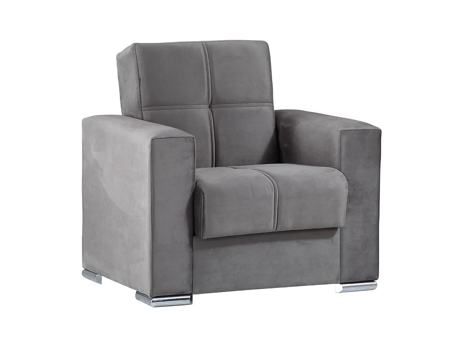 Canapé Dfot, Fauteuil conteneur pour salon convertible en lit, Fauteuil relax en tissu rembourré avec ouverture clic-clac, 94x85h91 cm, Gris