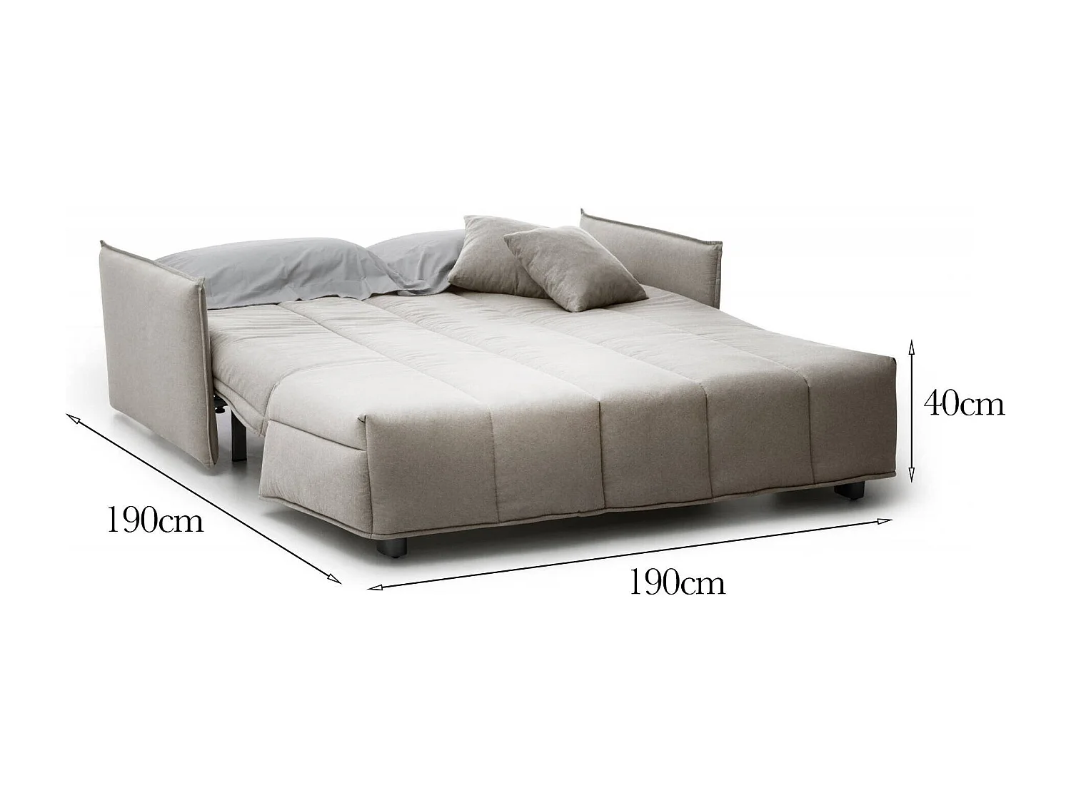 Divano Letto 3 Posti Ardis, Sfoderabile Made in Italy, 90x190 cm Nero