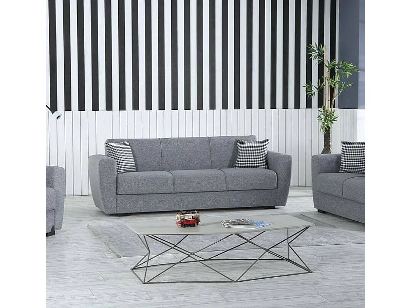 Dmora - Divano letto 3 posti Nox, 223x84xh80 cm, Grigio