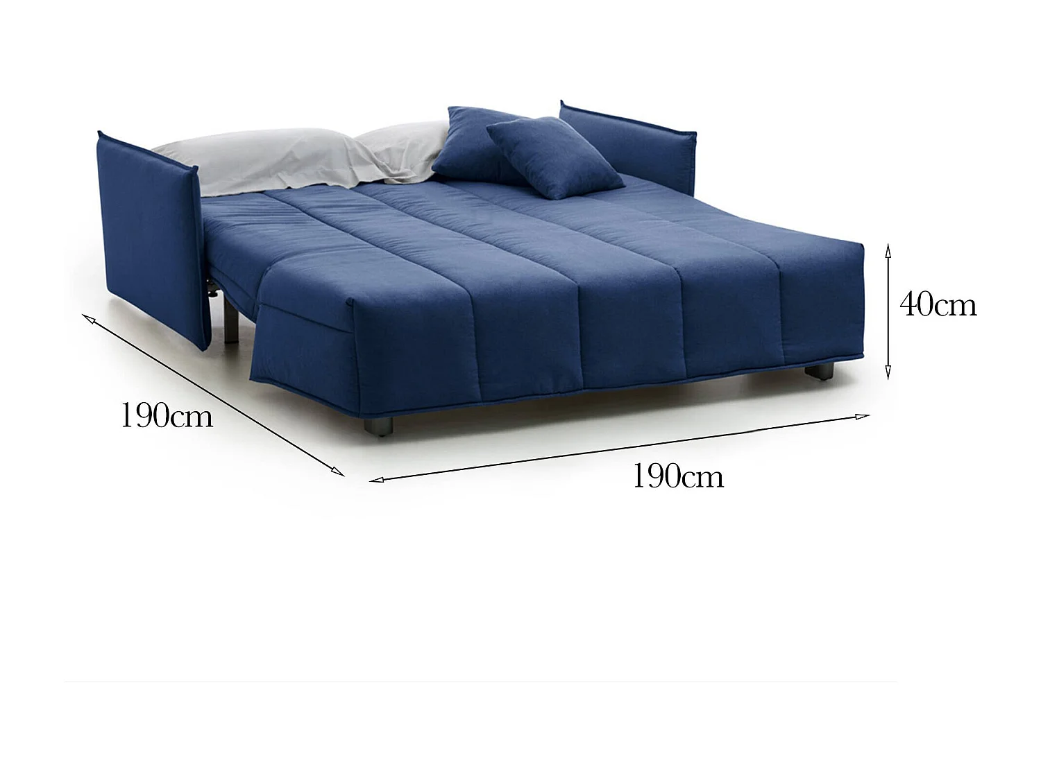 Canapé-lit Dabarc, canapé 3 places, 100% Made in Italy, Canapé de salon avec ouverture trolley, en tissu rembourré, avec accoudoirs standards, 190x90h85 cm, Bleu