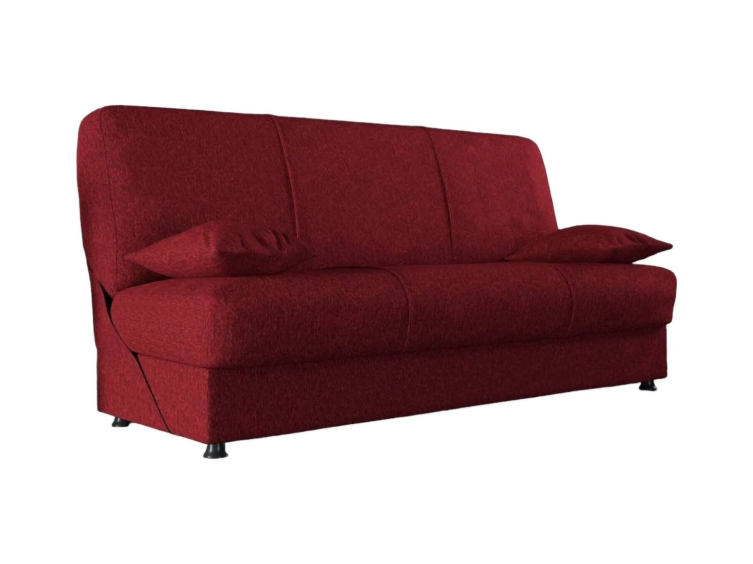 Canapé Dabaro, Canapé conteneur 3 places avec 2 coussins inclus, Canapé de salon en tissu rembourré avec ouverture clic-clac, 180x81h90 cm, Rouge