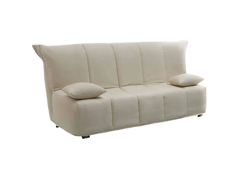Schlafsofa Dabald, 2-Sitzer-Sofa, 100% Made in Italy, Wohnzimmersofa mit Trolley-Öffnung, aus gepolstertem Stoff, inklusive Kissen, Cm 125x90h85, Beige