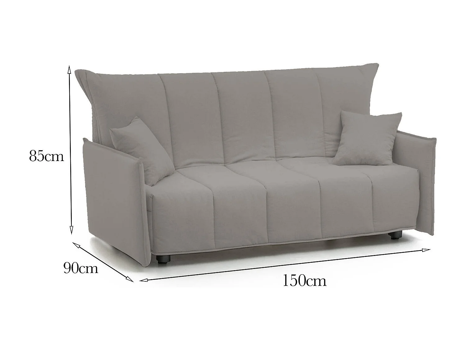 Talamo Italia - Divano letto 2 posti Alaric, Cm 150x90h85, Grigio