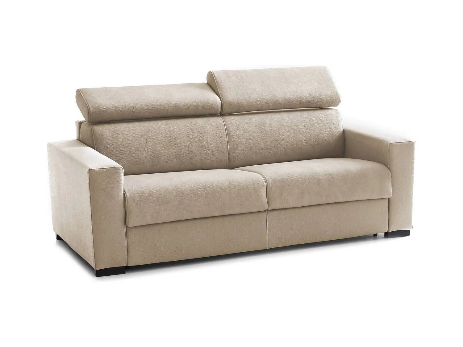 Canapé-lit Daame, canapé 2 places, 100% Made in Italy, Canapé de salon à ouverture pivotante, avec appuie-tête réglables et accoudoirs fins, 160x95h85 cm, Beige