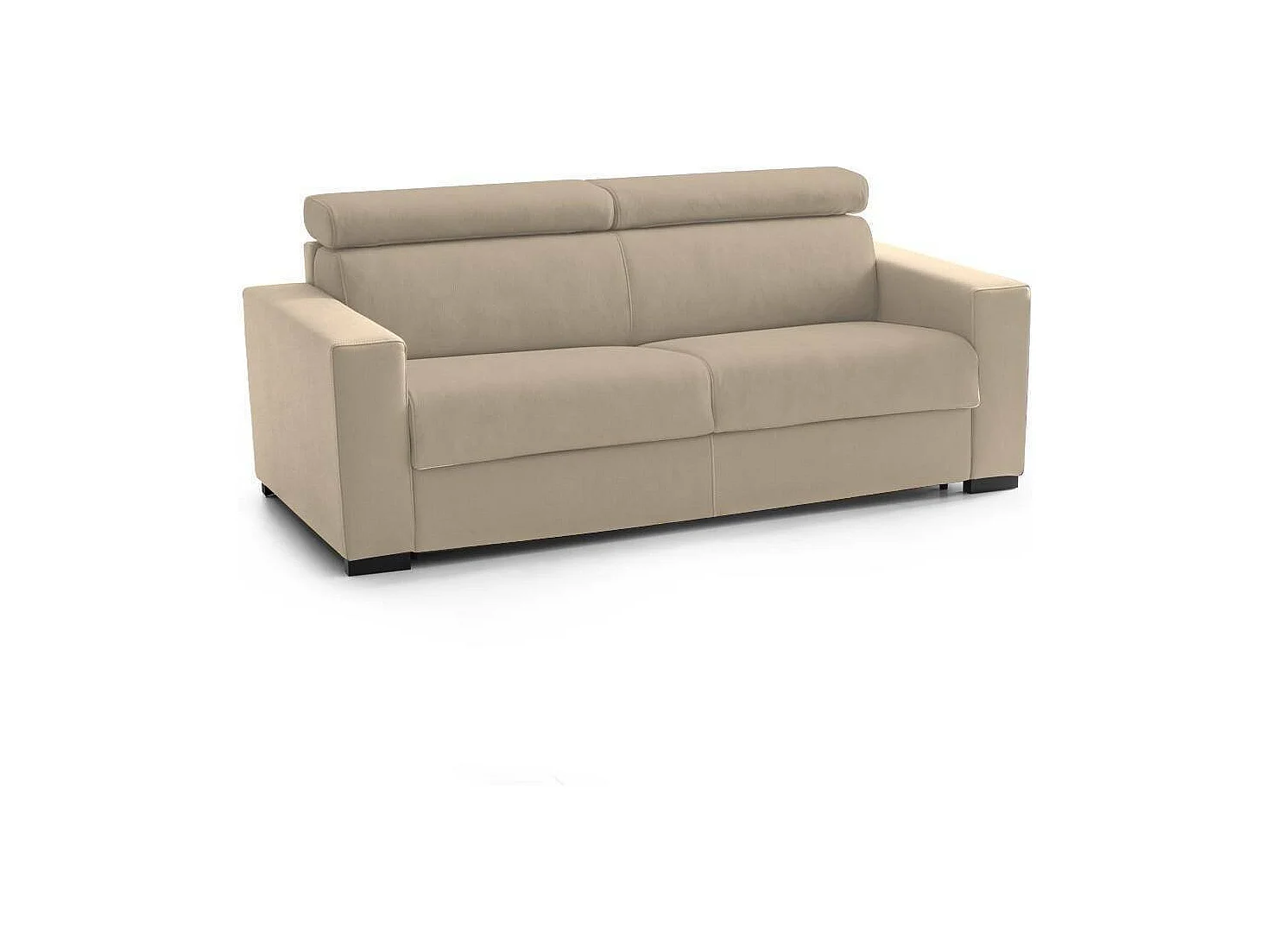 Canapé-lit Daame, canapé 2 places, 100% Made in Italy, Canapé de salon à ouverture pivotante, avec appuie-tête réglables et accoudoirs fins, 160x95h85 cm, Beige