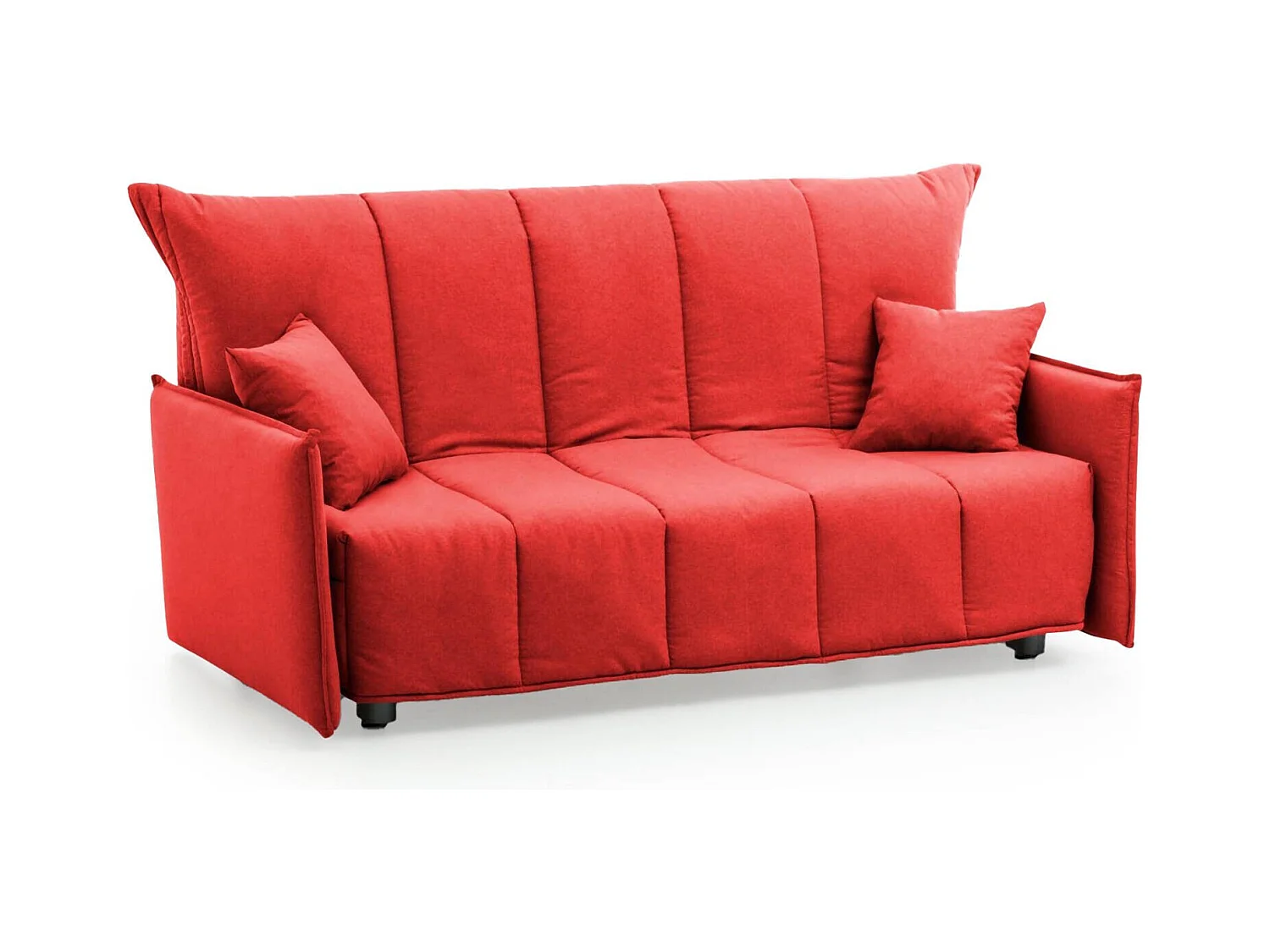 Sofa cama Dabali, Sofá de 2 plazas, 100% Made in Italy, Sofá de salón con apertura trolley, en tela acolchada, con reposabrazos estándar, Cm 150x90h85, Rojo