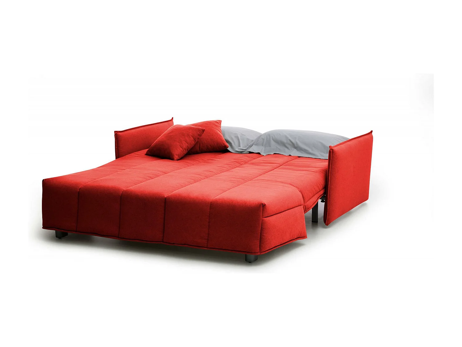 Dabali Canapé-lit, canapé 2 places, 100% Made in Italy, Canapé de salon avec ouverture trolley, en tissu rembourré, avec accoudoirs standards, 150x90h85 cm, Rouge