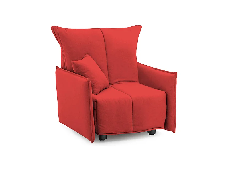 Schlafsofa Dabari, Einzelsofa, 100% Made in Italy, Wohnzimmersessel mit Trolley-Öffnung, aus gepolstertem Stoff, mit Standard-Armlehnen, Cm 110x90h85, Rot