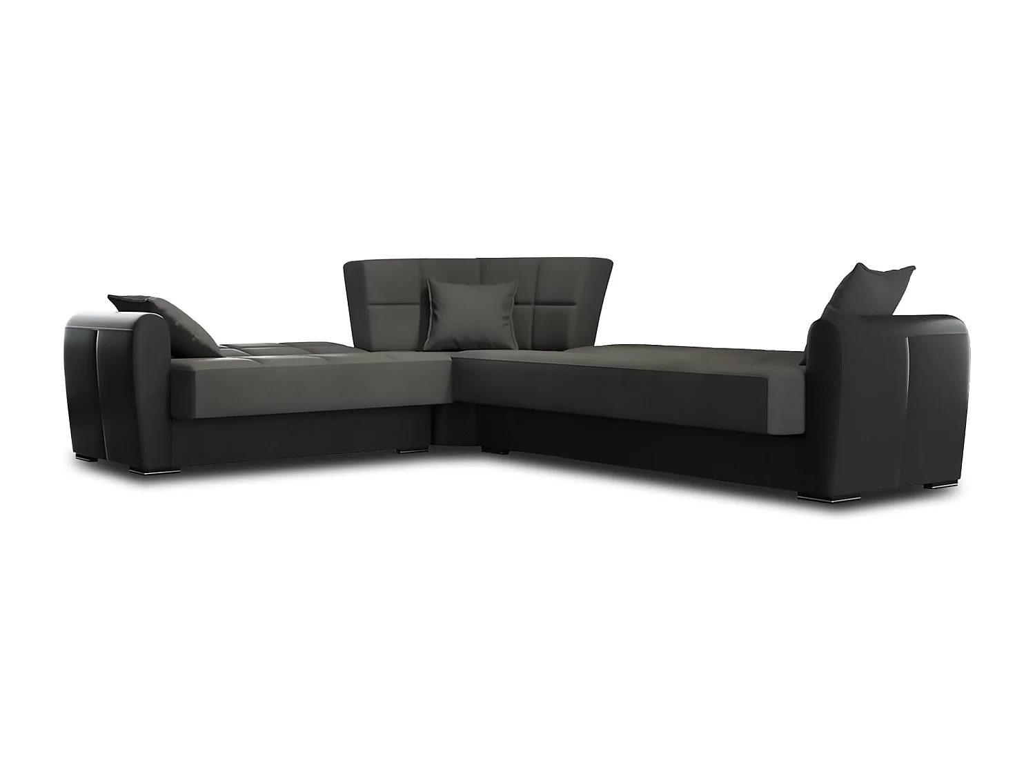 Dmora - Divano letto con penisola Gaillardia, 305x238h91 cm, Nero e Verde