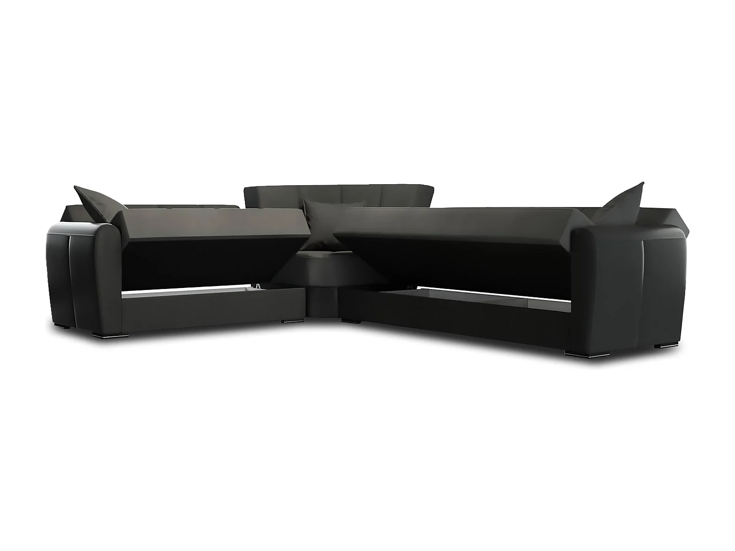 Divano Letto con Penisola Gaillardia, Contenitore, 238x305 cm Nero