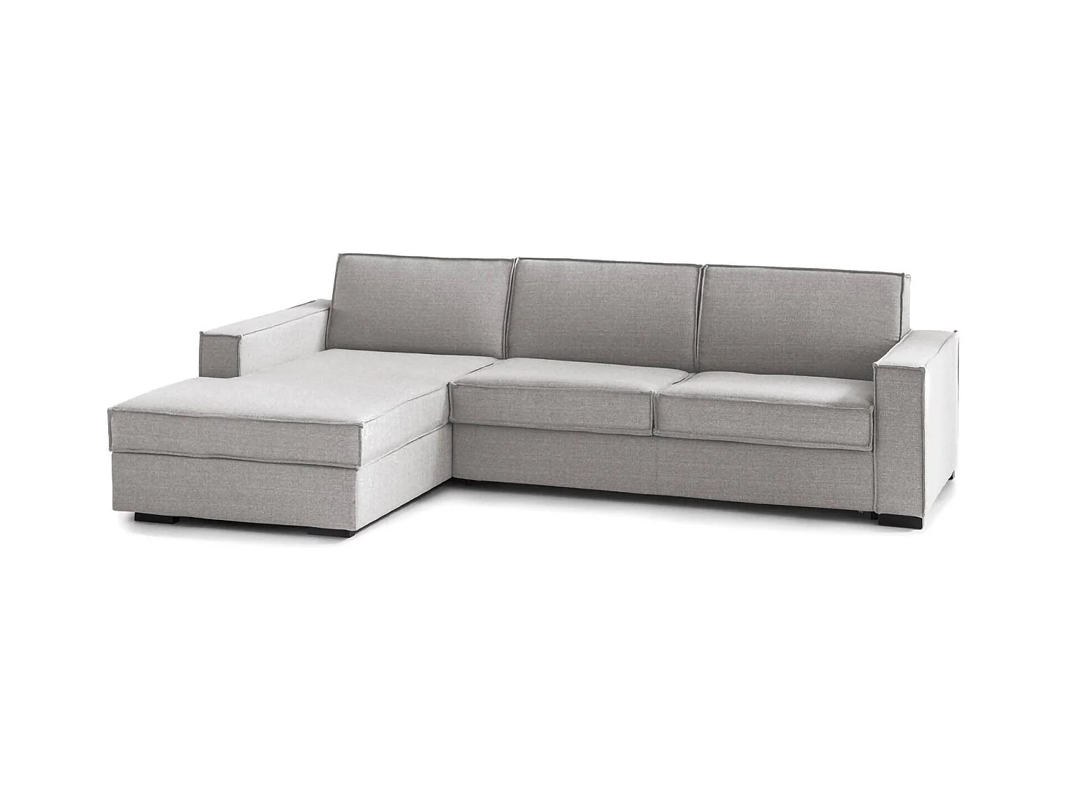 Canapé Daalber, Canapé d'angle, 100% Made in Italy, Canapé avec ouverture pivotante, Péninsule de conteneur gauche, avec accoudoirs standards, Cm 280x95h90, Gris