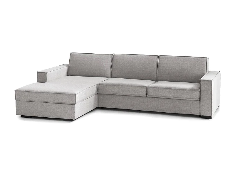 Schlafsofa Daalber, Ecksofa, 100% Made in Italy, Sofa mit Drehöffnung, Linke Containerhalbinsel, mit Standard-Armlehnen, Cm 280x95h90, Grau