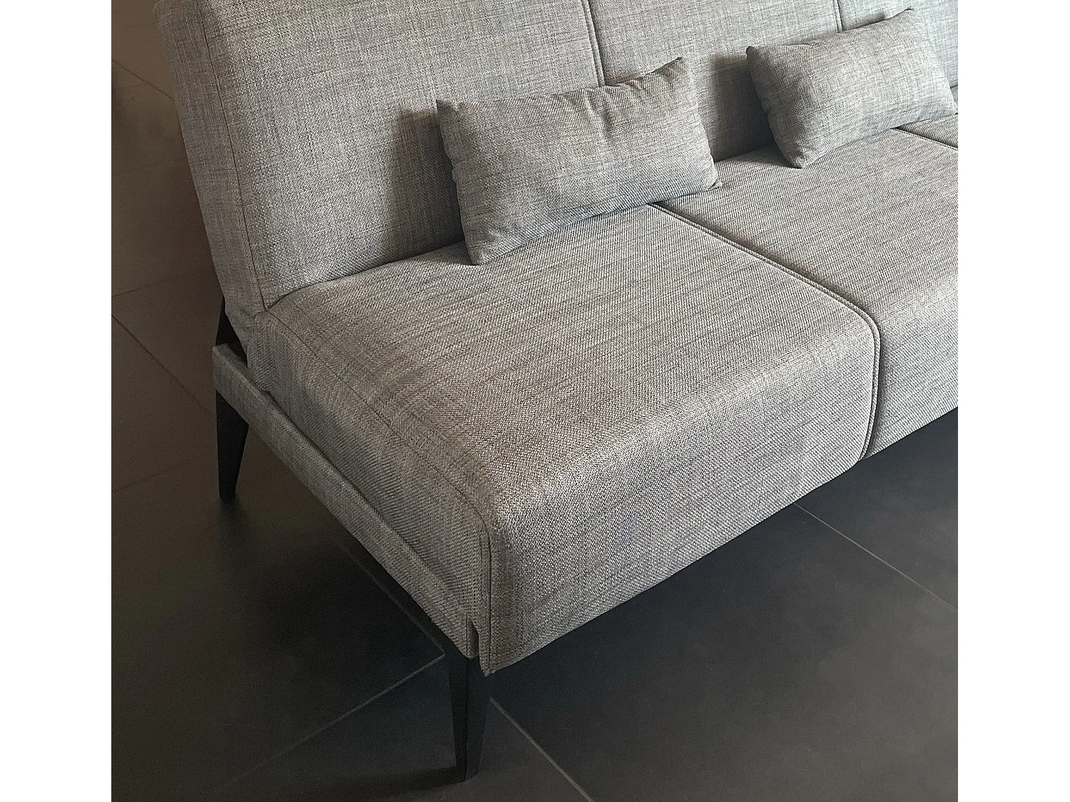 Sofá cama Dfavill, Sofá cama de tecido, Sofá cama com abertura click-clack, Sofá cama com almofadas, 190x70h80 cm, Cinza