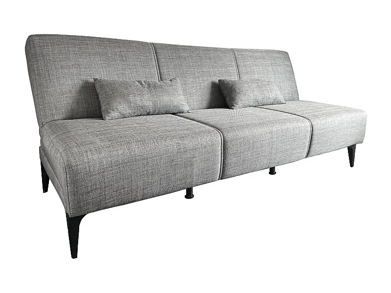 Sofá cama Dfavill, Sofá cama de tecido, Sofá cama com abertura click-clack, Sofá cama com almofadas, 190x70h80 cm, Cinza