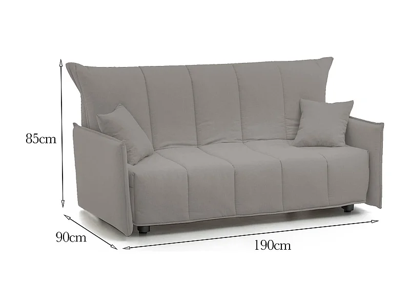 Canapé-lit Dabarc, canapé 3 places, 100% Made in Italy, Canapé de salon avec ouverture trolley, en tissu rembourré, avec accoudoirs standards, 190x90h85 cm, Gris