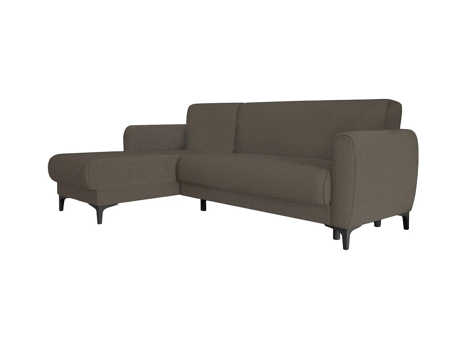 Canapé Dabazo, Canapé d'angle avec péninsule réversible, Canapé conteneur moderne avec chaise longue et 3 coussins, 230x153h85 cm, Marron