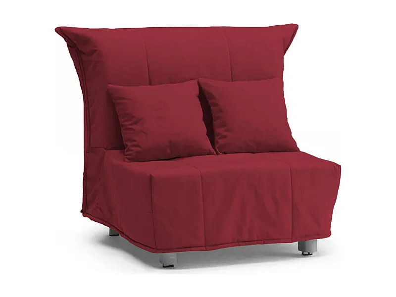 Canapé-lit Dabargi, Canapé simple, 100% Made in Italy, Fauteuil de salon avec ouverture trolley, en tissu rembourré, avec coussins inclus, 85x90h85 cm, Rouge