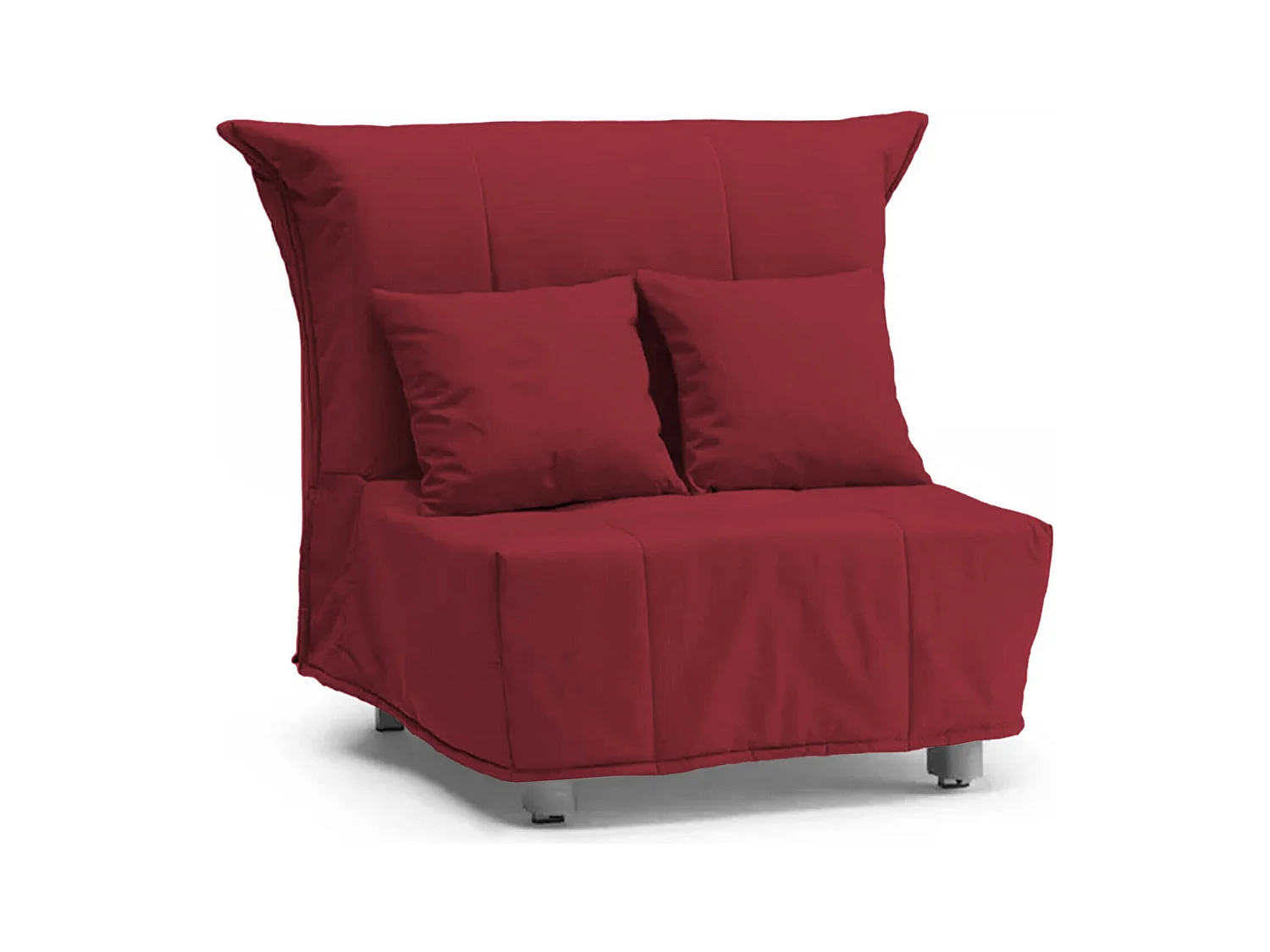 Dabargi slaapbank, enkele bank, 100% Made in Italy, woonkamerfauteuil met trolley-opening, in gewatteerde stof, inclusief kussens, 85x90h85 cm, rood