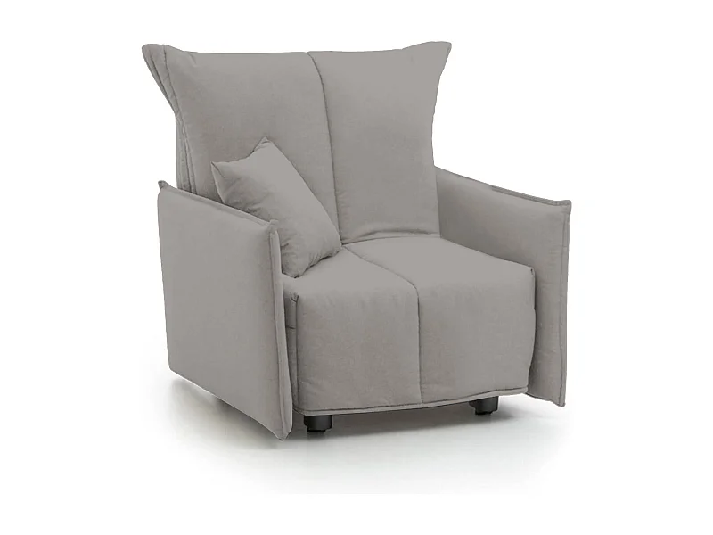 Sofa cama Dabari, Sofá individual, 100% Made in Italy, Sillón de salón con apertura trolley, en tela acolchada, con reposabrazos estándar, Cm 110x90h85, Gris