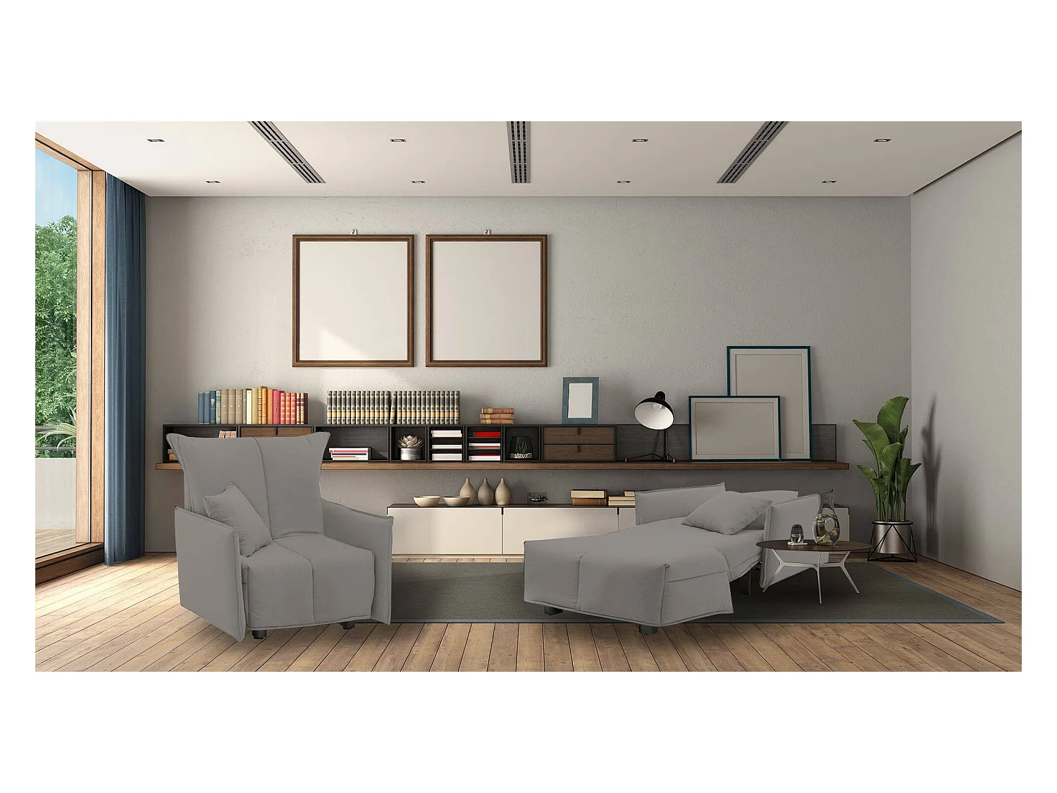 Canapé-lit Dabari, Canapé simple, 100% Made in Italy, Fauteuil de salon avec ouverture trolley, en tissu rembourré, avec accoudoirs standards, 110x90h85 cm, Gris