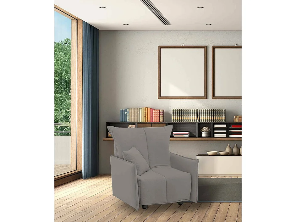 Poltrona Atlantis, Sfoderabile Made in Italy, Grigio