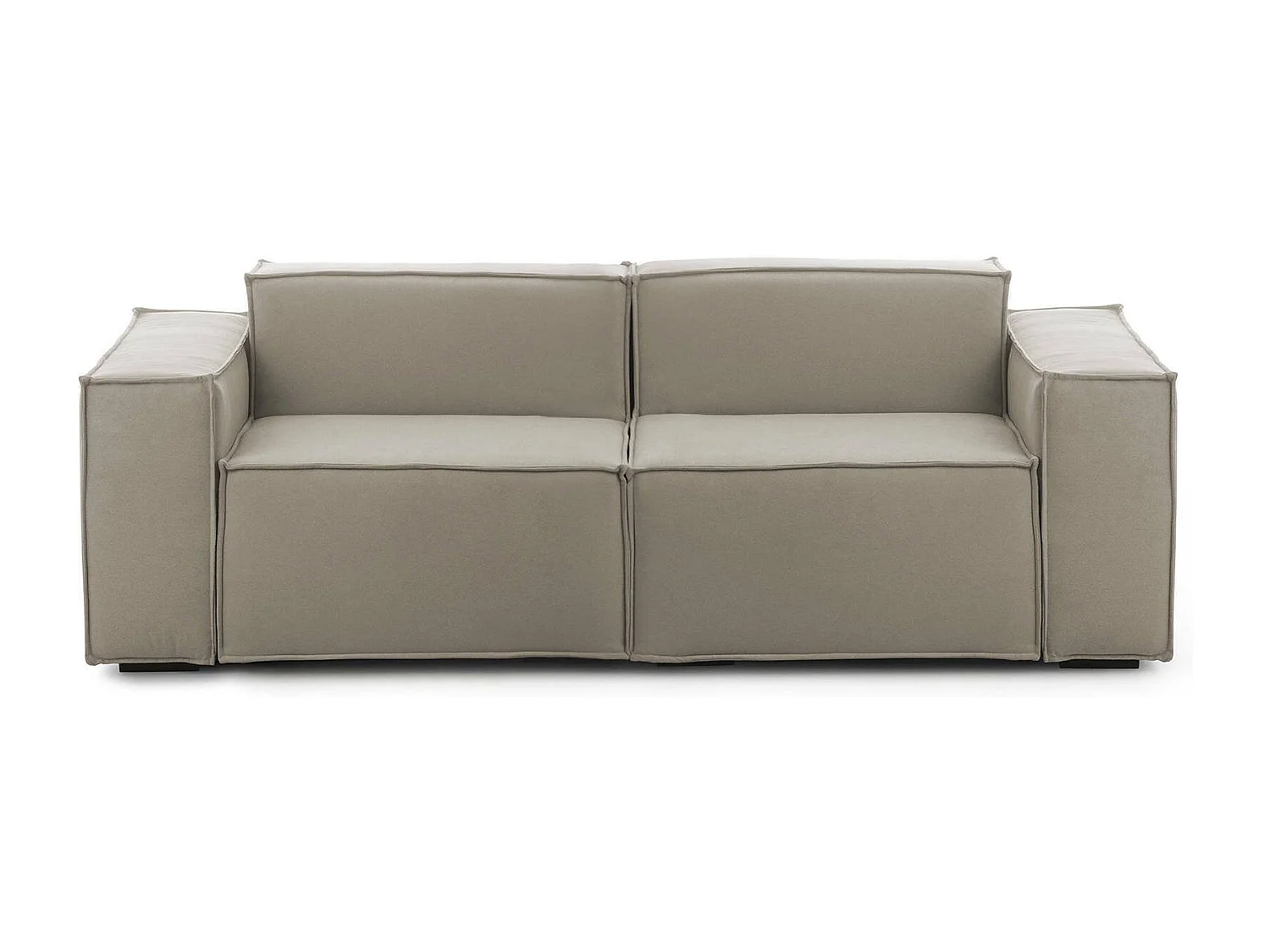 Canapé fixe Dlongh, canapé modulable linéaire 2 places, 100% Made in Italy, Canapé de salon moderne en tissu, 220x95h70 cm, Taupe