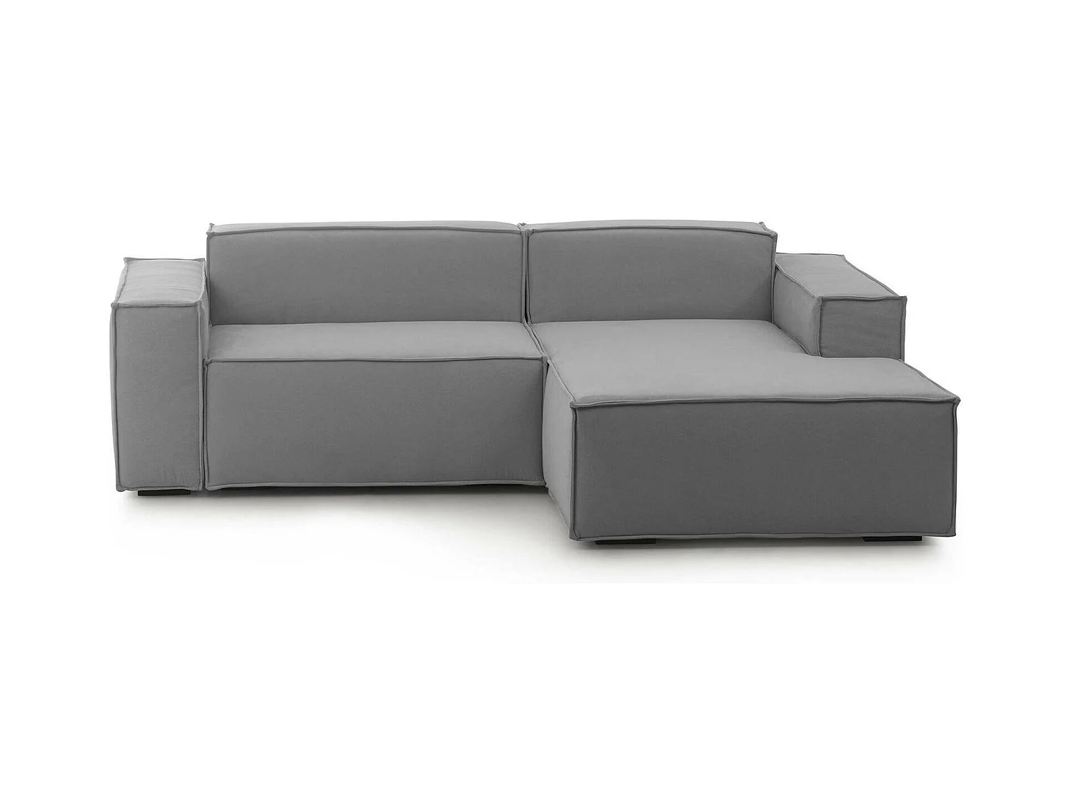 Festes Sofa Dgatta, GroÃŸes modulares 2-Sitzer-Sofa mit rechter Halbinsel, 100% Made in Italy, Modernes Sofa aus Stoff, Cm 240x170h70, Grau