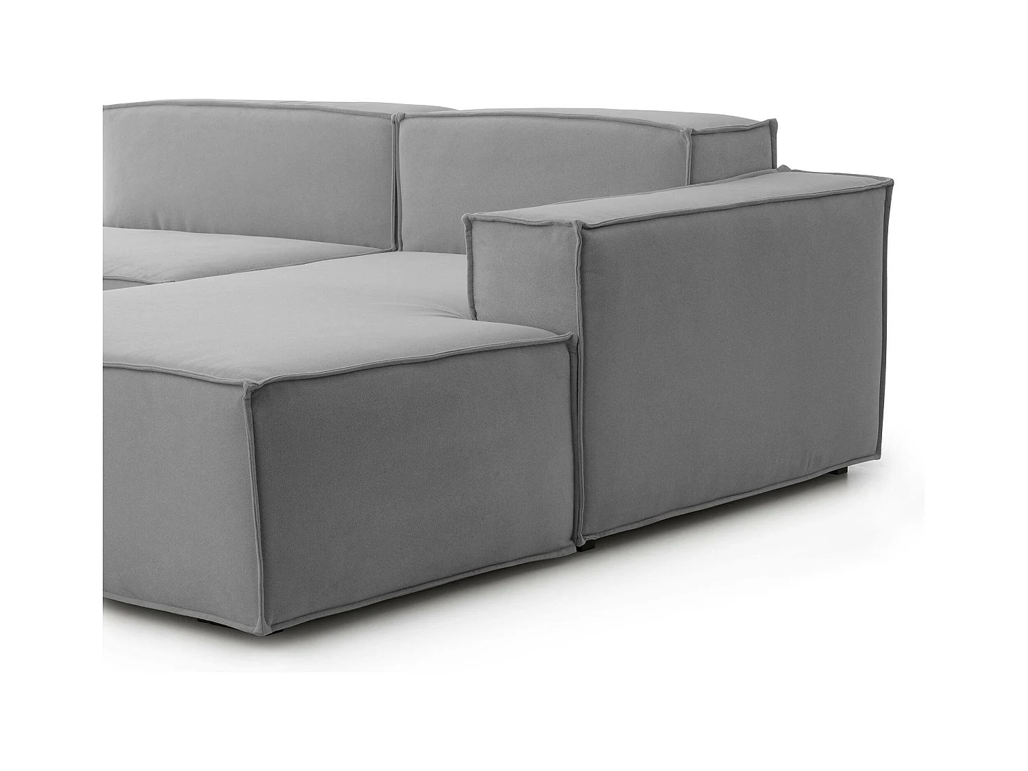 Canapé fixe Dgatta, Grand canapé modulable 2 places avec péninsule droite, 100% Made in Italy, Canapé moderne en tissu, 240x170h70 cm, Gris