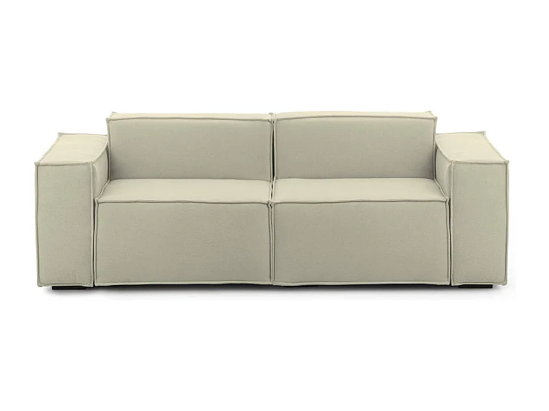 Canapé fixe Dlongh, canapé modulable linéaire 2 places, 100% Made in Italy, Canapé de salon moderne en tissu, 220x95h70 cm, Beige