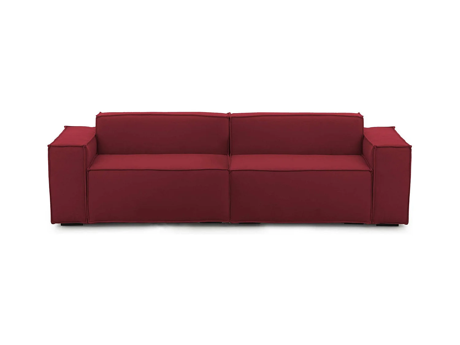 Canapé fixe Dmelucc, canapé modulable linéaire 3 places, 100% Made in Italy, Canapé de salon moderne en tissu, 260x95h70 cm, Rouge