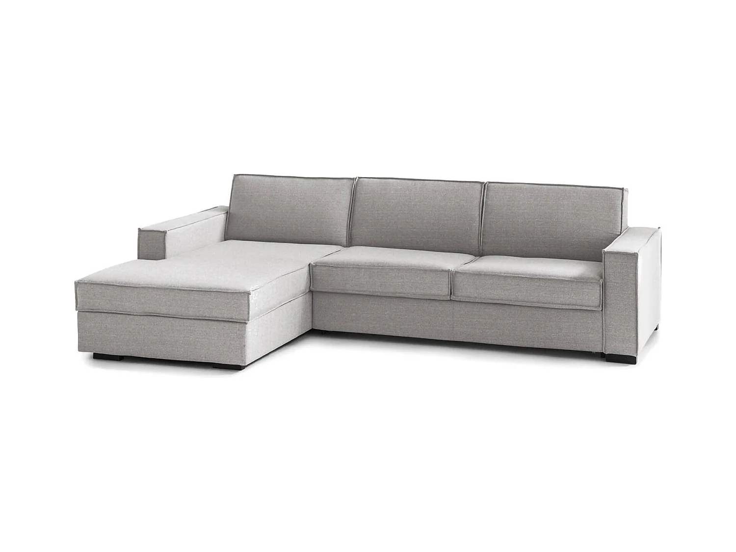 Dfabbia vaste bank, Hoekbank, 100% Made in Italy, Woonkamerbank met containerschiereiland links, met standaard armleuningen, 280x95h90 cm, Grijs
