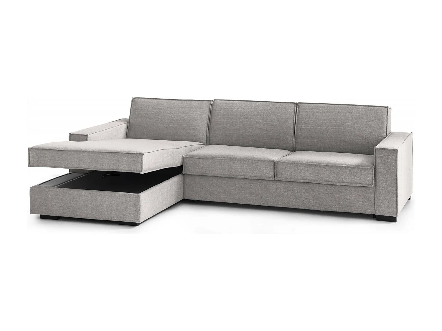 Canapé fixe Dfabbia, Canapé d'angle, 100% Made in Italy, Canapé de salon avec, Péninsule conteneur gauche, avec accoudoirs standards, 280x95h90 cm, Gris