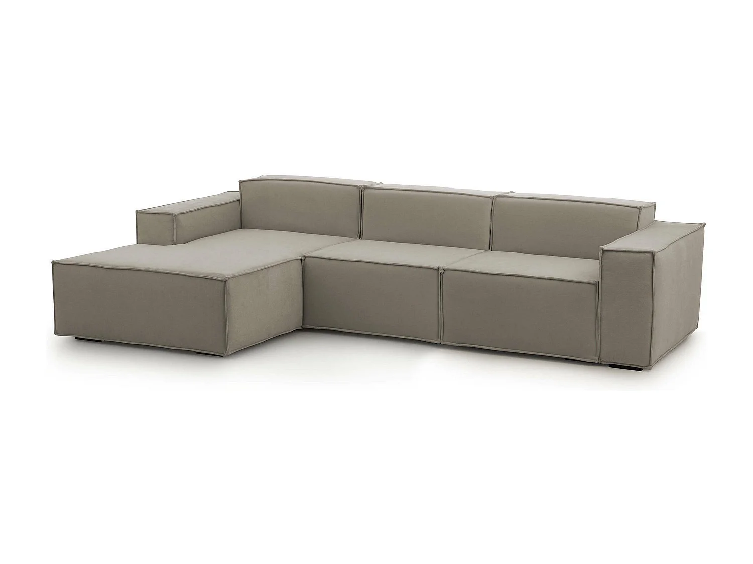 Sofá fixo Dflori, sofá modular de 3 lugares com península esquerda, 100% Fabricado na Itália, Sofá de tecido moderno, 300x170h70 cm, Taupe