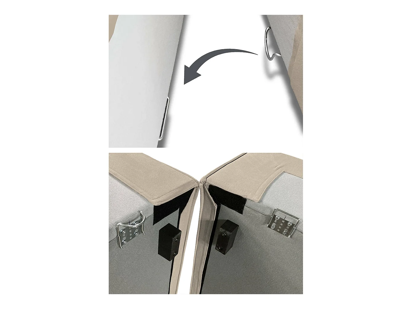 Canapé fixe Dcagnan, Grand canapé modulable 2 places avec péninsule gauche, 100% Made in Italy, Canapé moderne en tissu, 240x170h70 cm, Taupe