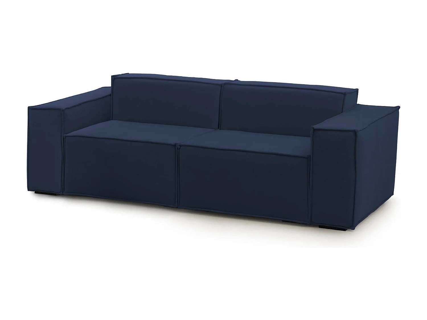 Canapé fixe Dlongh, canapé modulable linéaire 2 places, 100% Made in Italy, Canapé de salon moderne en tissu, 220x95h70 cm, Bleu