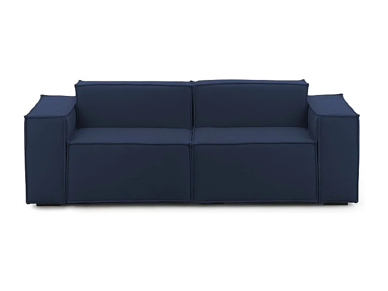 Festes Sofa Dlongh, Lineares modulares 2-Sitzer-Sofa, 100% Made in Italy, Modernes Wohnzimmersofa aus Stoff, Cm 220x95h70, Blau