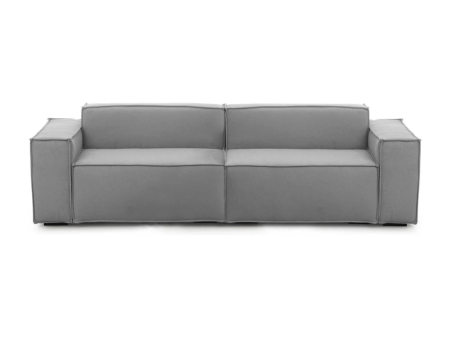 Dmelucc vaste bank, 3-zits lineaire modulaire bank, 100% Made in Italy, Moderne woonkamerbank in stof, 260x95h70 cm, Grijs
