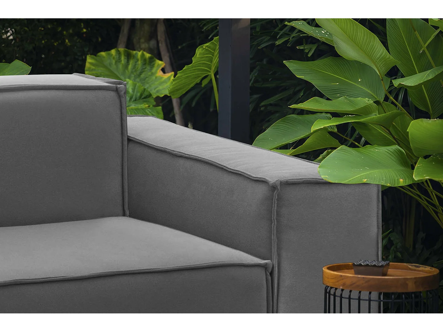 Canapé fixe Dmelucc, canapé modulable linéaire 3 places, 100% Made in Italy, Canapé de salon moderne en tissu, 260x95h70 cm, Gris