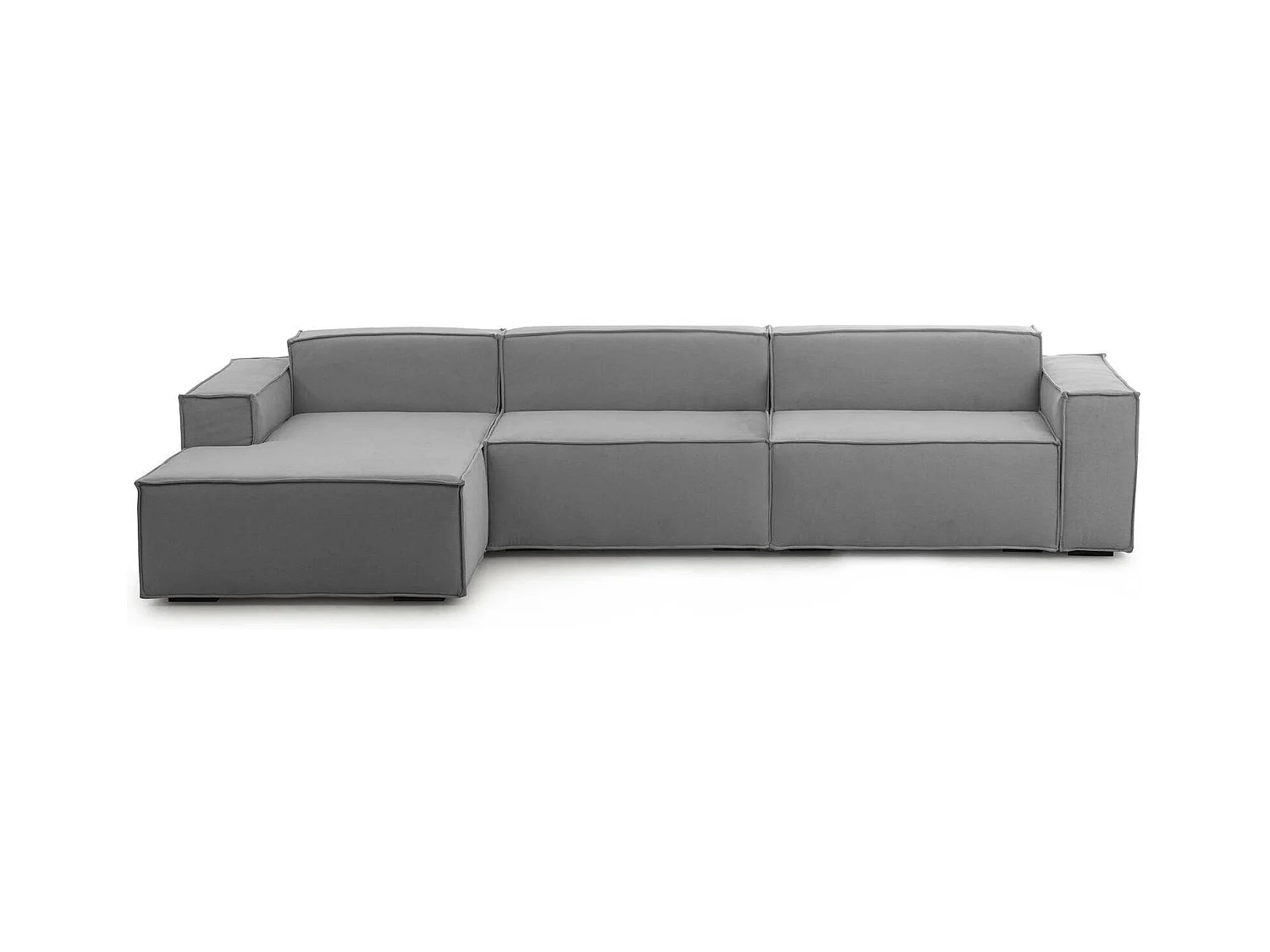 Canapé fixe Dgarzy, canapé modulable 4 places avec péninsule gauche, 100% Made in Italy, Canapé moderne en tissu, 340x170h70 cm, Gris