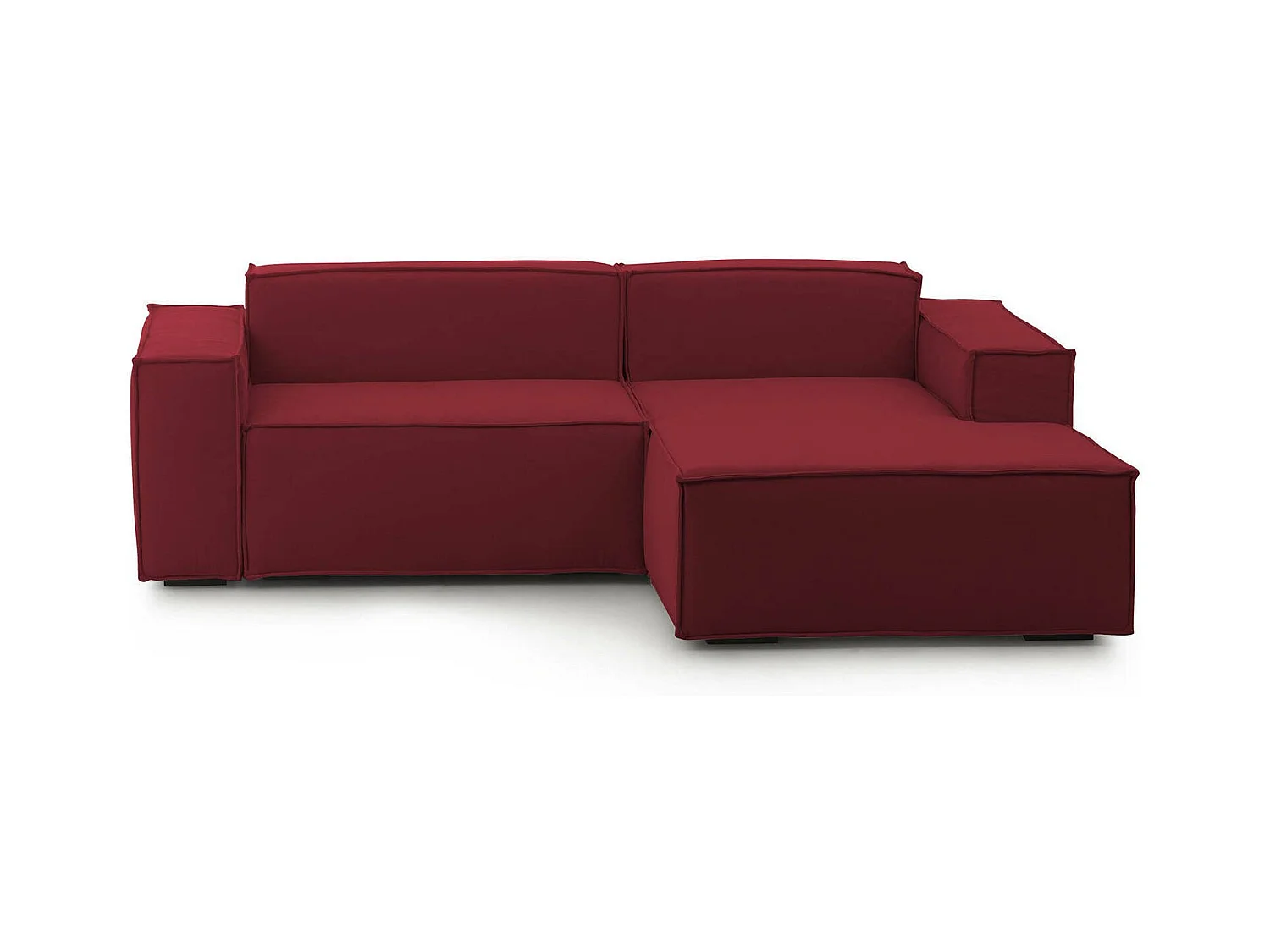 Festes Sofa Dgatta, GroÃŸes modulares 2-Sitzer-Sofa mit rechter Halbinsel, 100% Made in Italy, Modernes Sofa aus Stoff, Cm 240x170h70, Rot