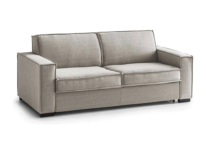 Daarn vaste bank, 3-zitsbank, 100% Made in Italy, Woonkamerbank in stof, met slanke armleuningen, Cm 200x95h90, Taupe